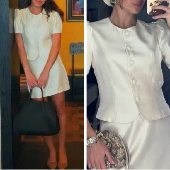 BEST Reformation Mika Two Piece Set of 2 Cream Light Beige Cocktail Party Causal - Picture 1 of 14